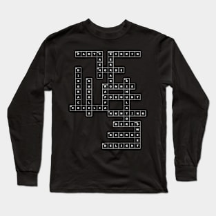 (1993HP-D) Crossword pattern with words from a famous 1993 science fiction book. [Dark Background] Long Sleeve T-Shirt